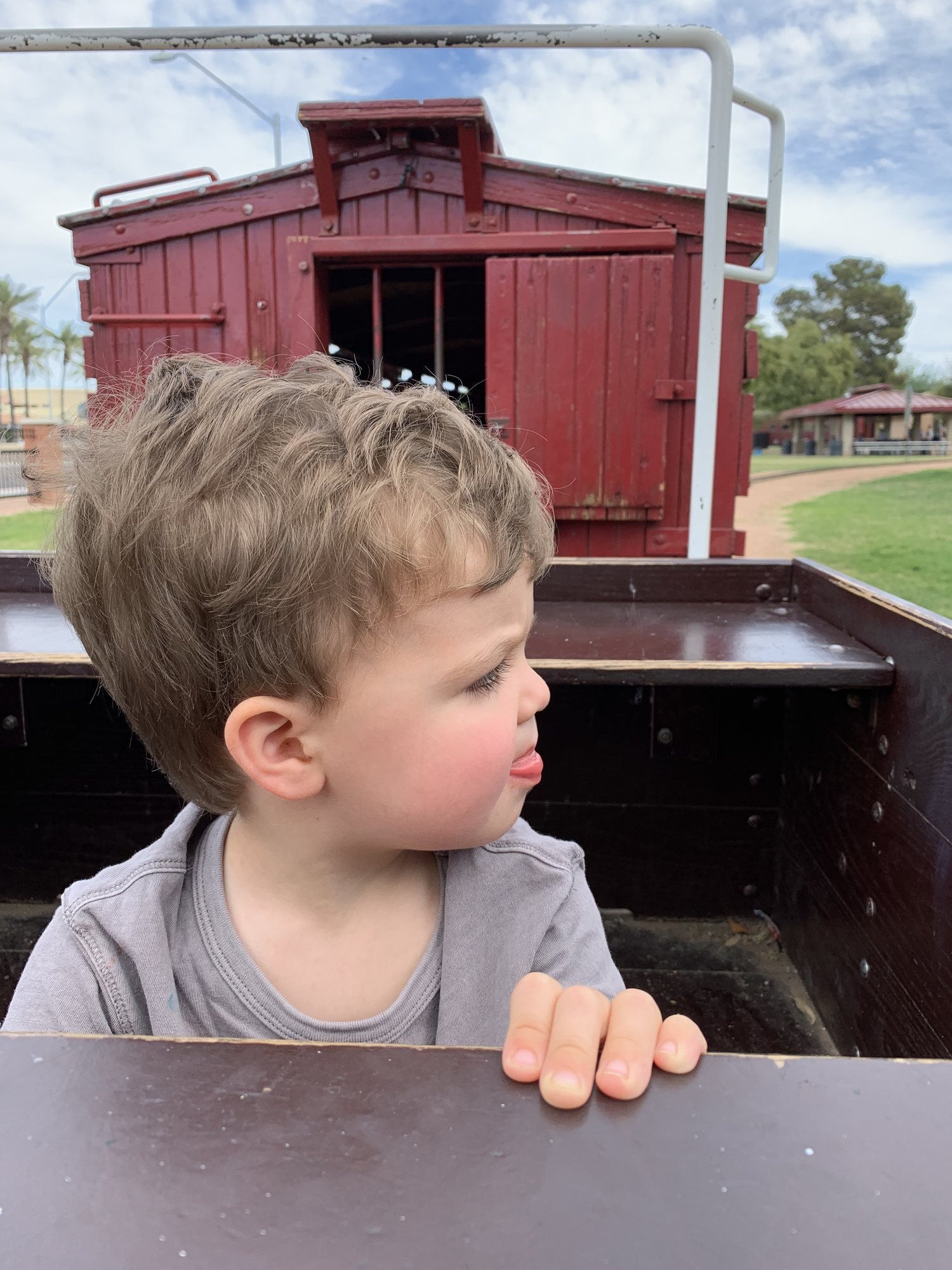 Riding the train with Nonna.