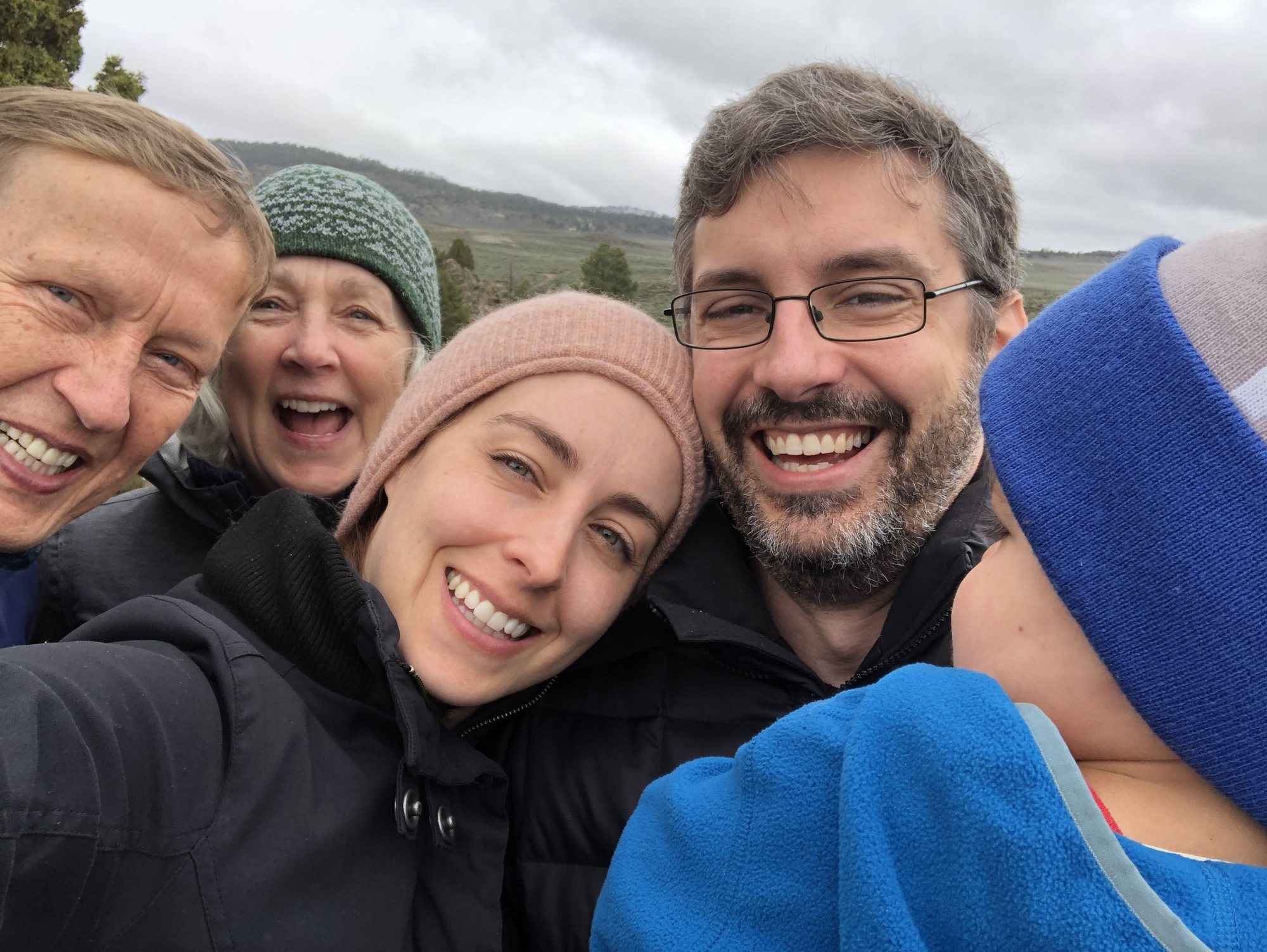 Group selfie at Hot Creek. Ben didn't want to cooperate.