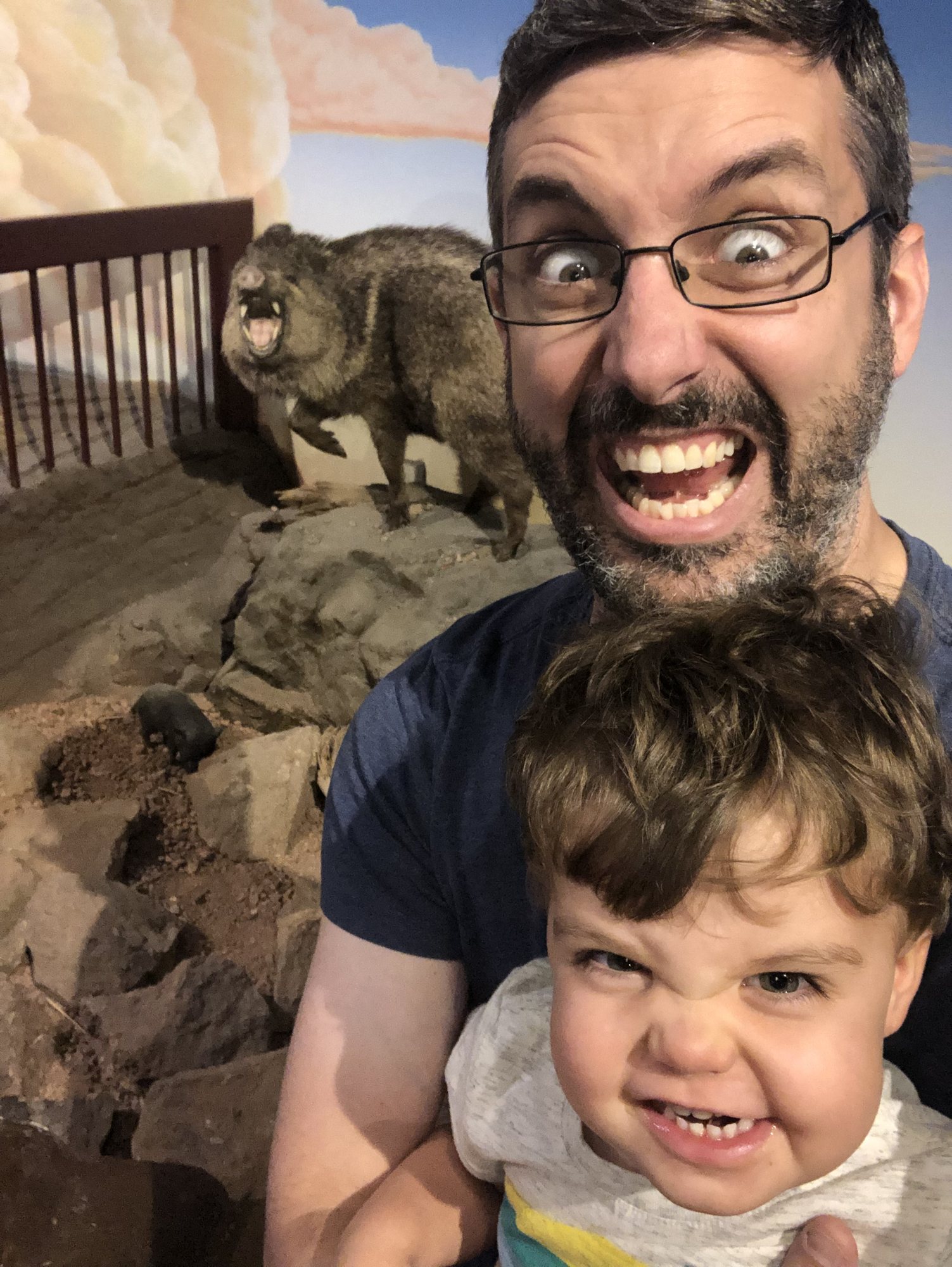 Make a javelina face! Craig is def the scariest of the three. LOL.