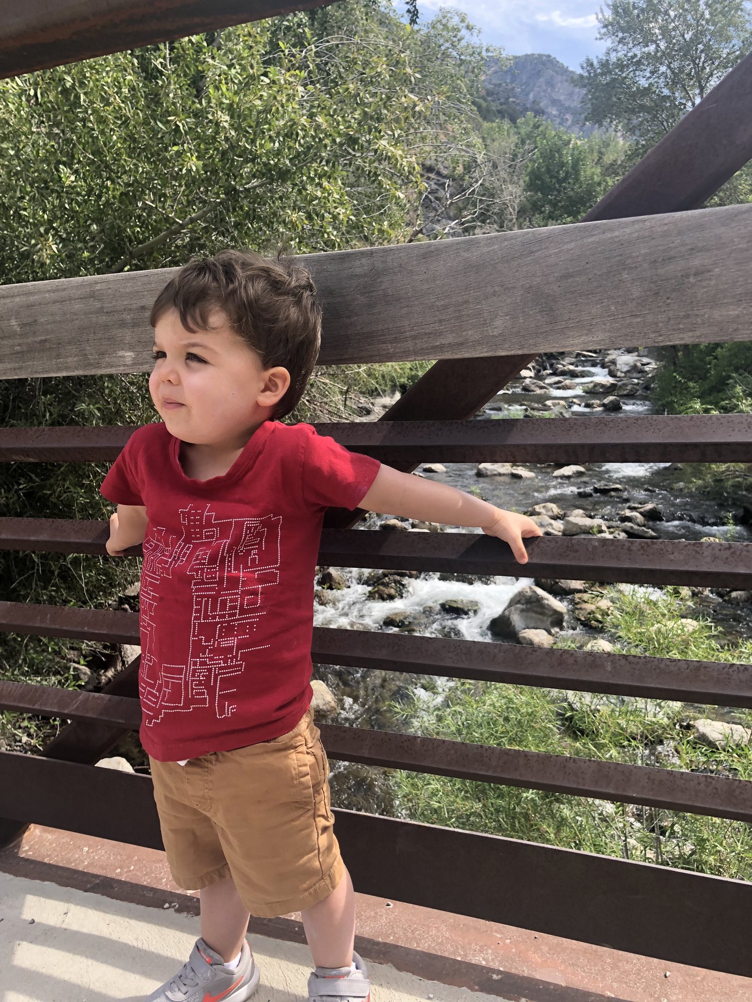 Checking out a bridge and stream near Logan, Utah.