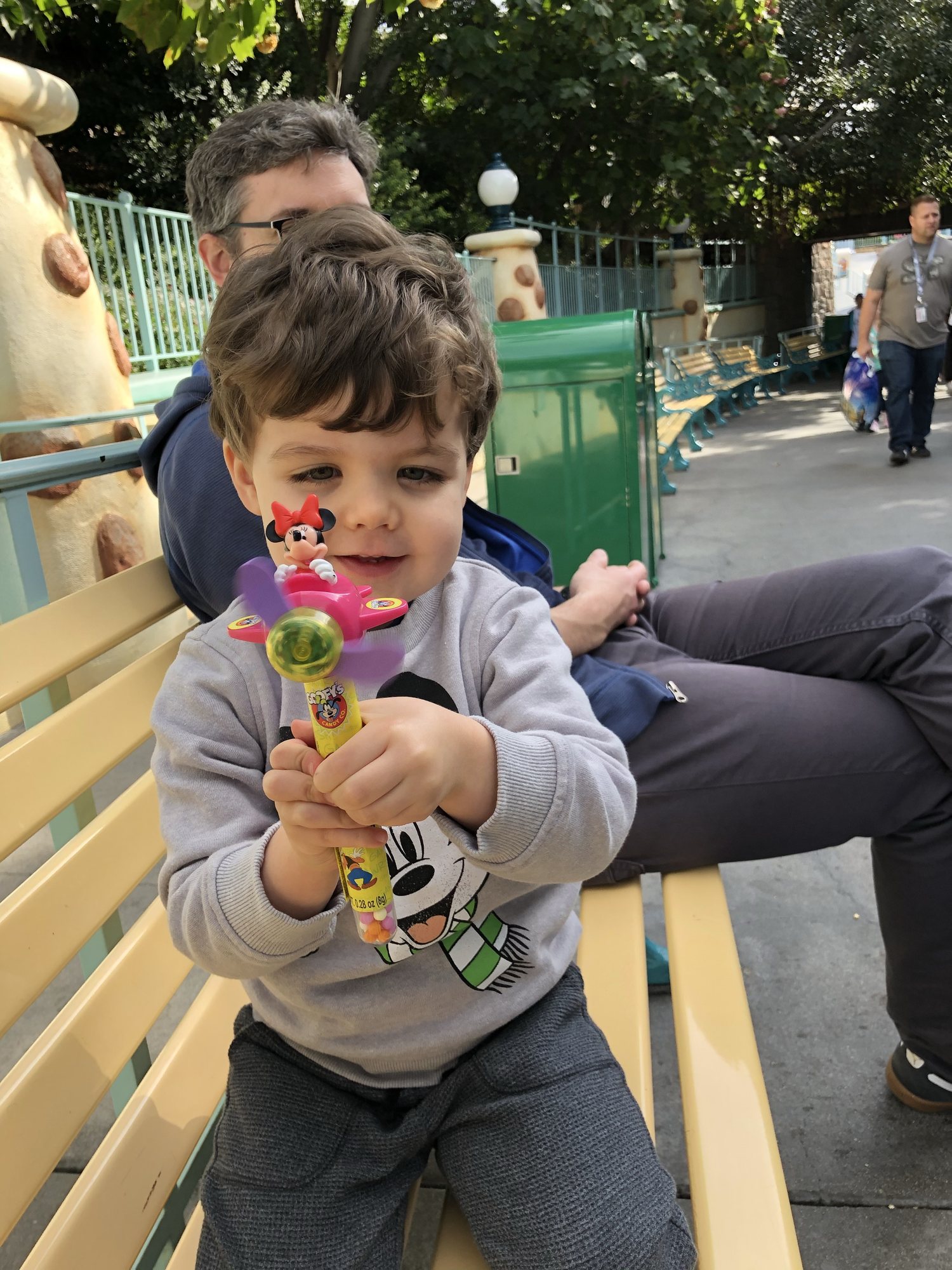 Flying with Minnie Mouse.