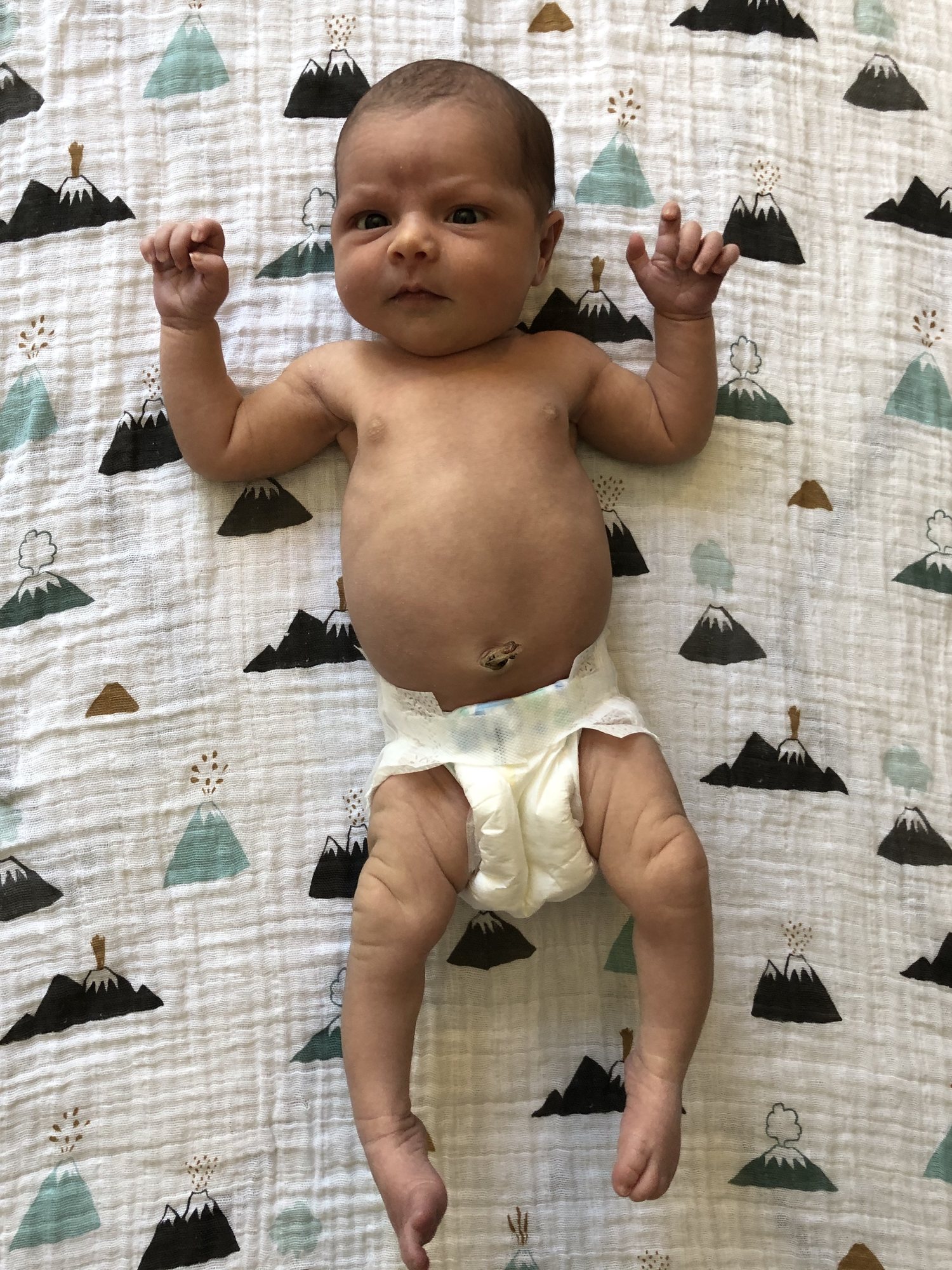 One week old!!! Volcanoes for scale.