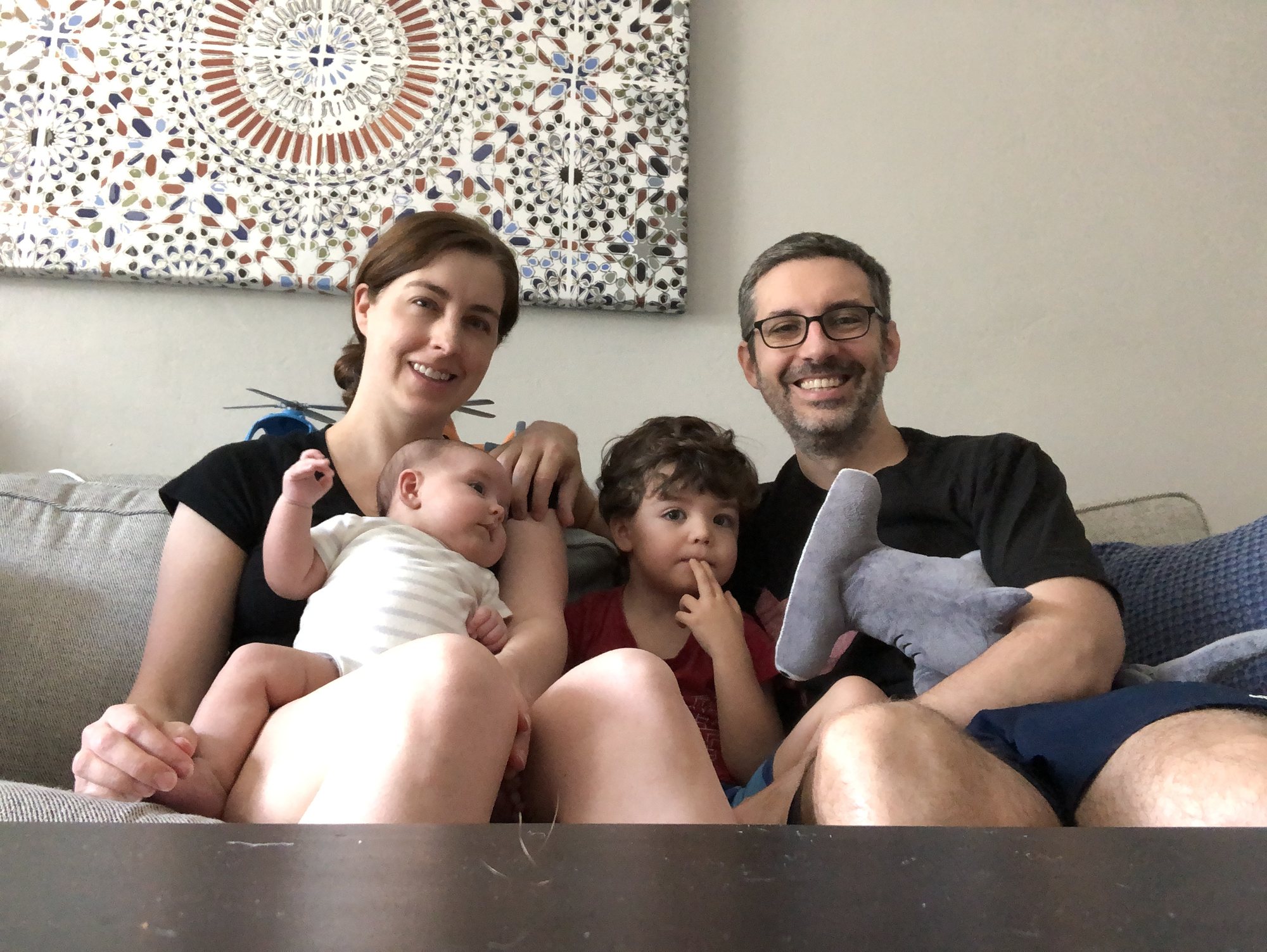 Sleepy tired picture of us first thing in the morning. Complete with Hammy and Ben's helicopters :)