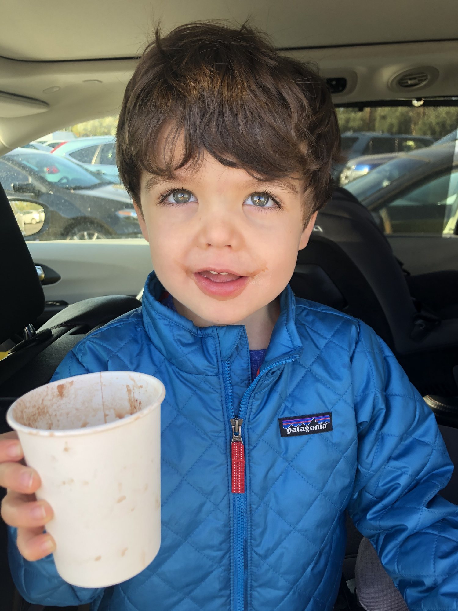 Hot chocolate time for Ben. Let the sugar rush commence!
