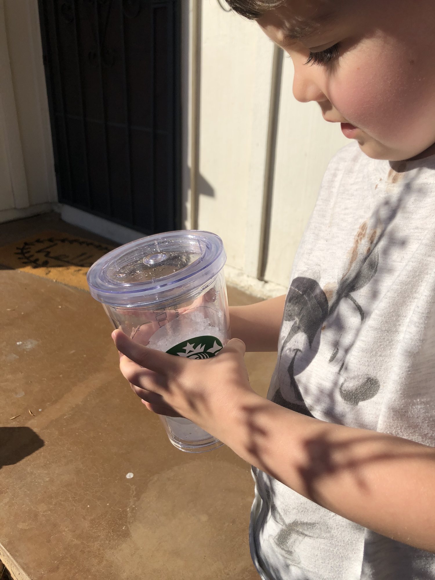 Our snow sample made it back to Phoenix! Ben learned what happens to snow when it warms up.