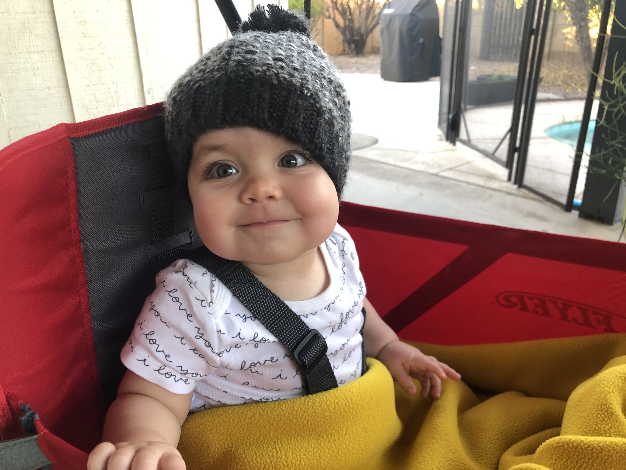 Those cheeks! Ready for a wagon ride.