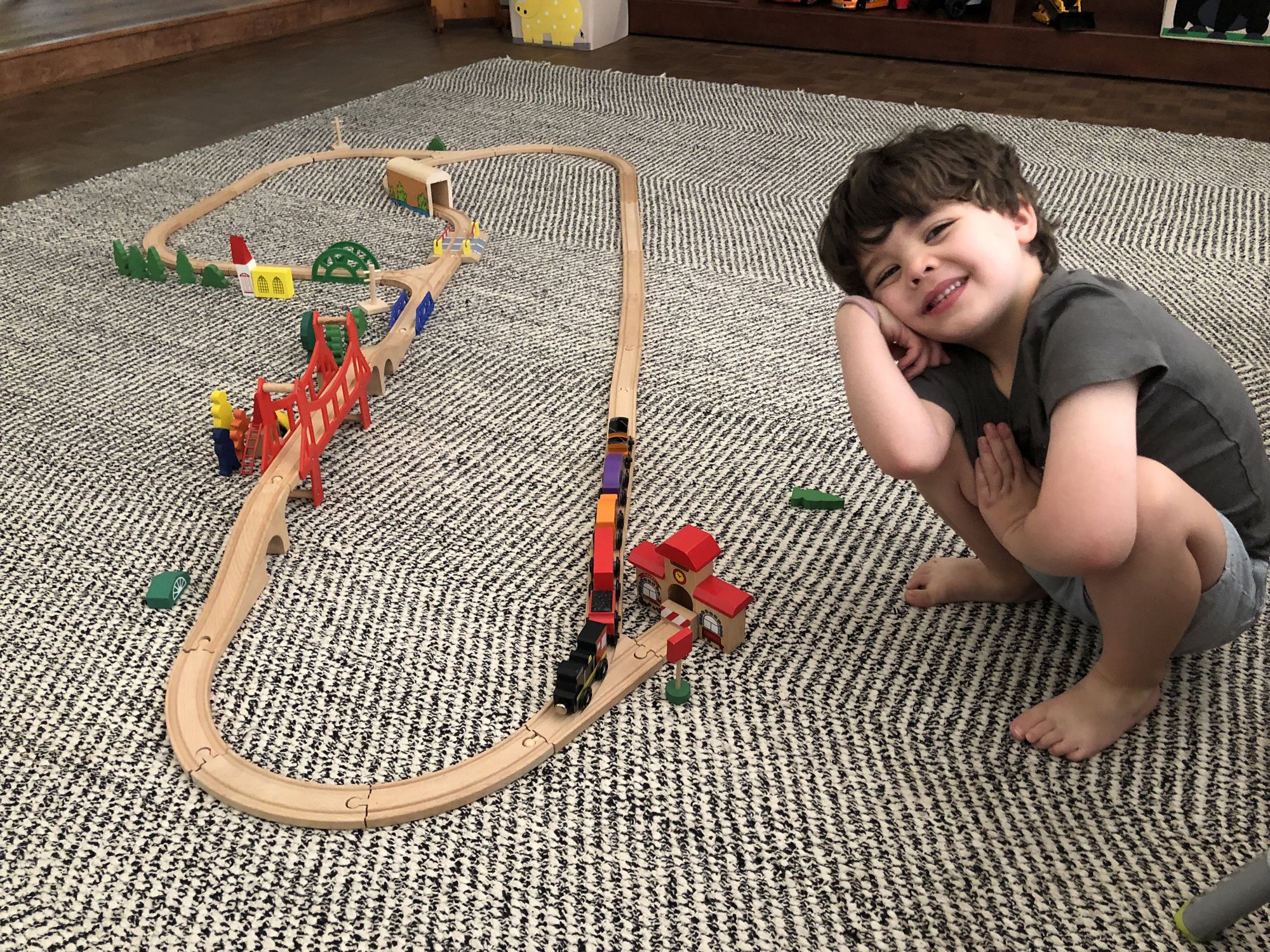 Ben very proud of his train setup.