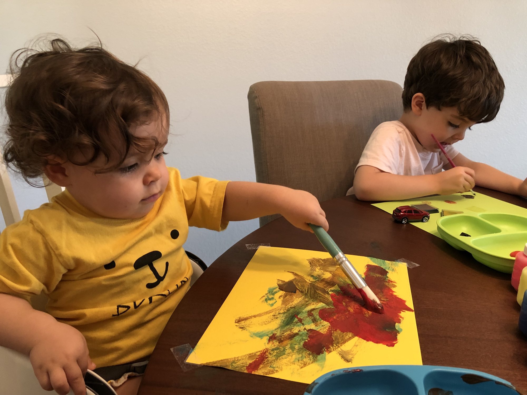 Painting together.