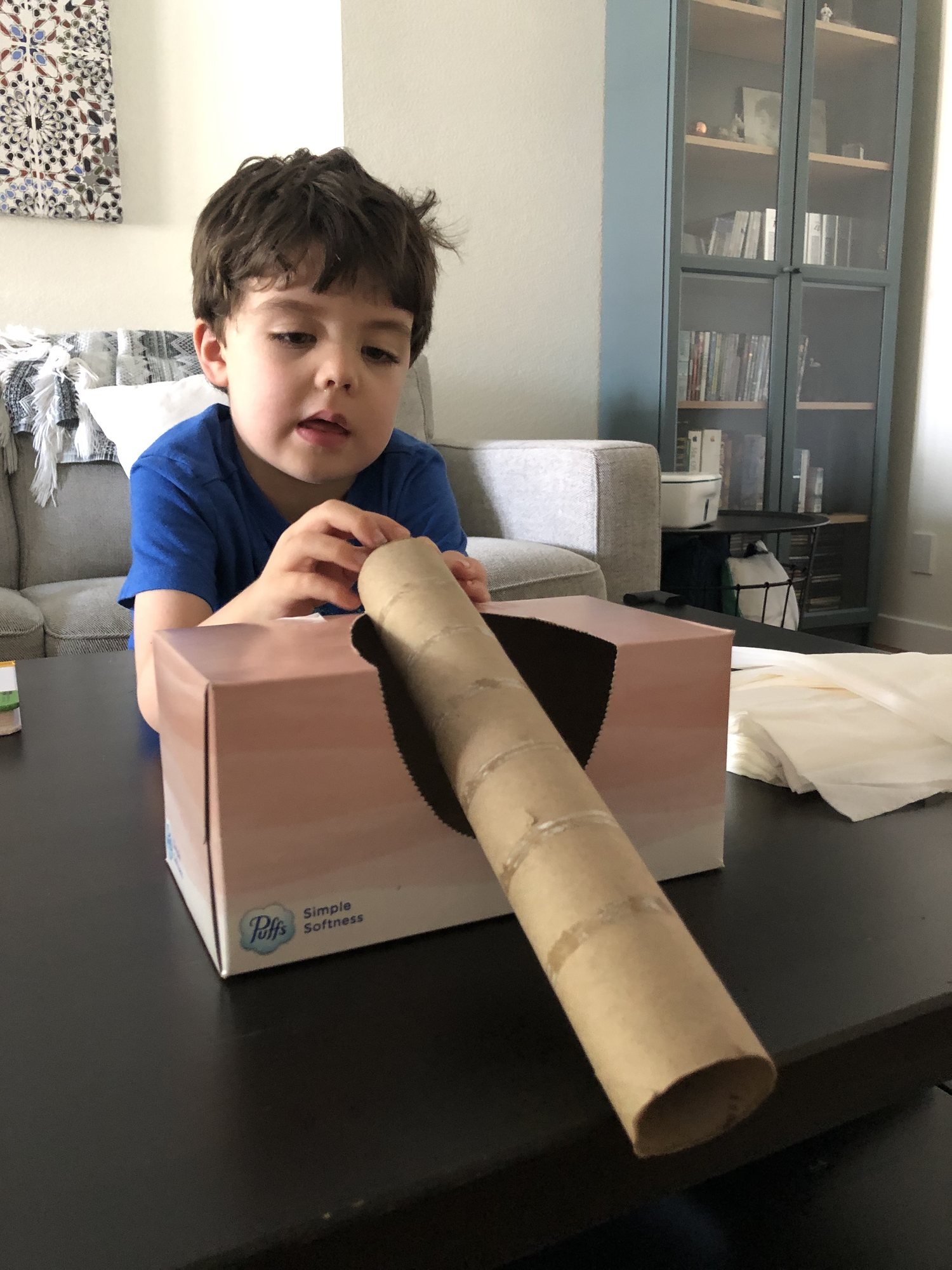 Ben made a car shooter one day when he was home sick.