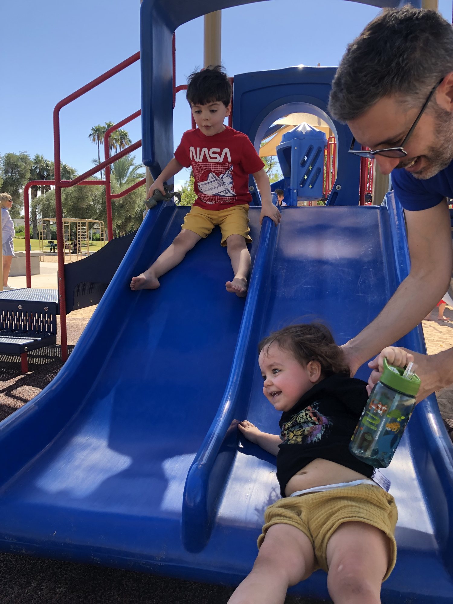 Action shot on the slide