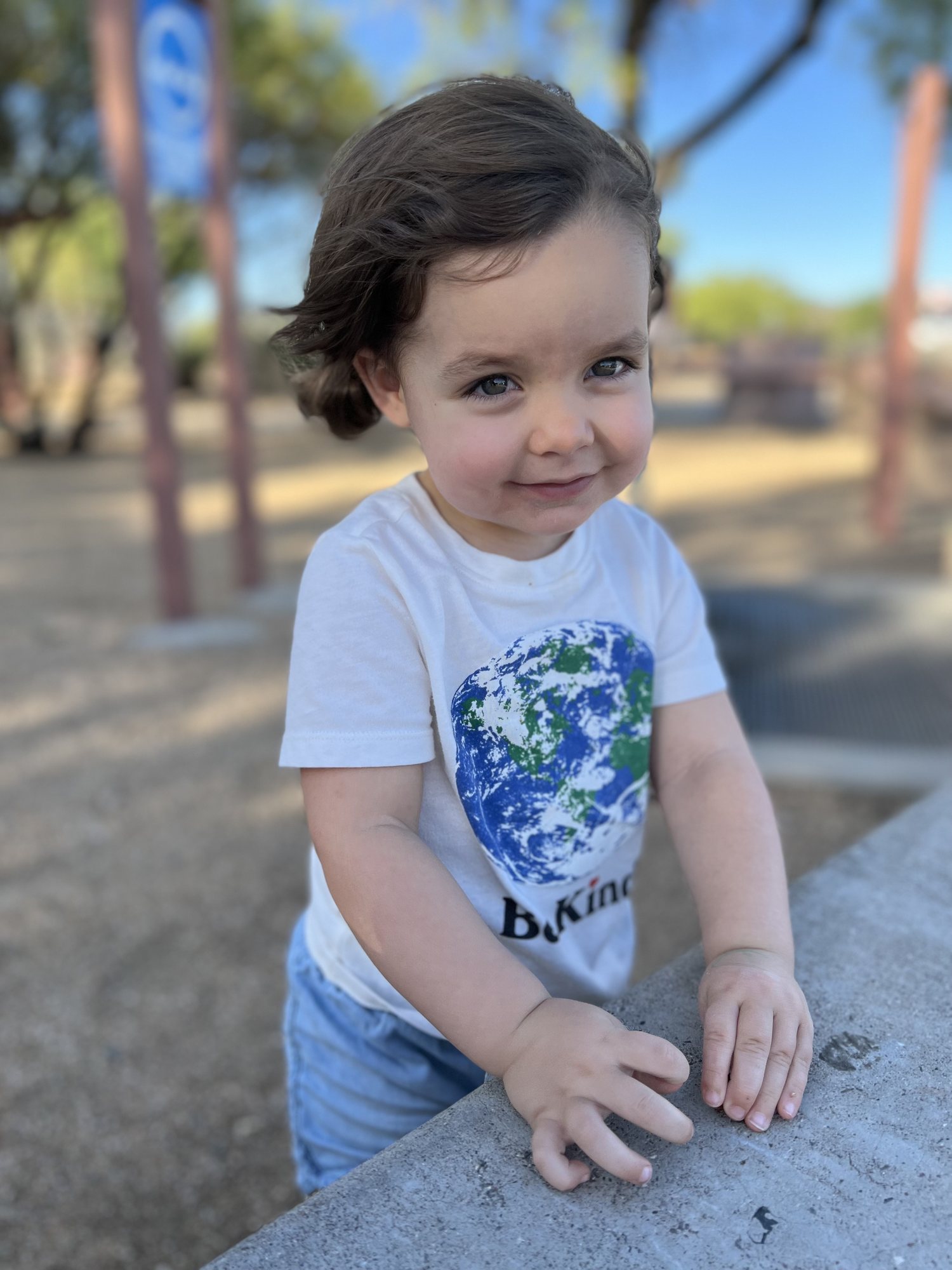Stopping at a rest area on our way home. Nora was enjoying the breeze.