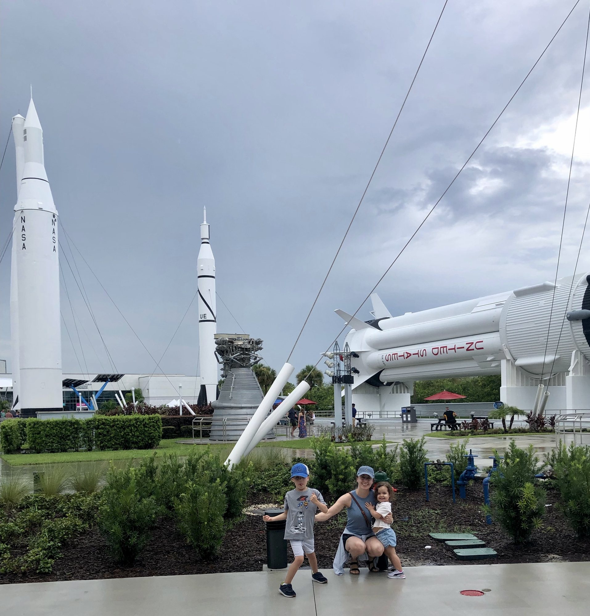 Checking out all the rockets (and trying to hug Ben).