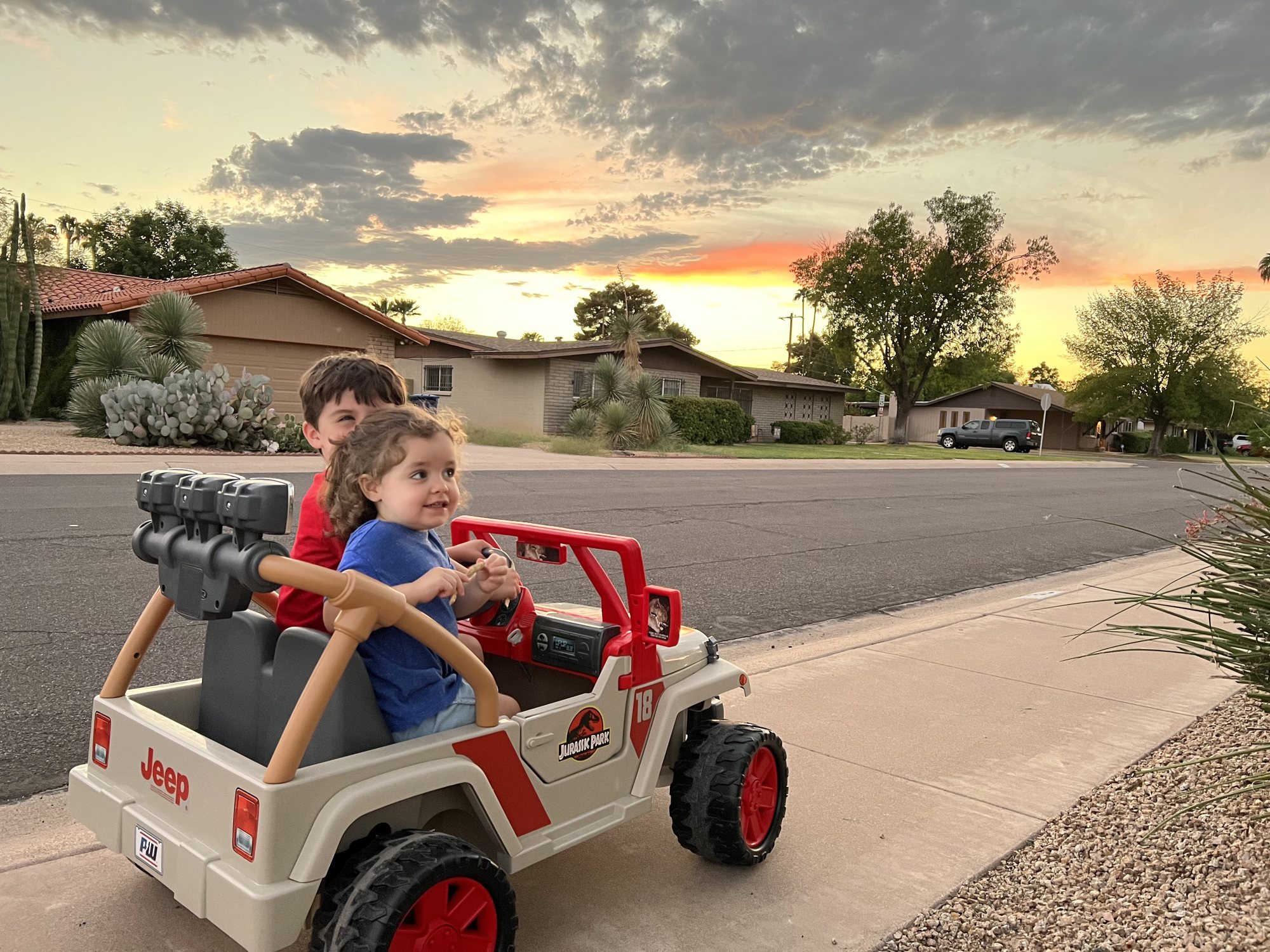 Ending the day with a Jurassic Park Jeep tour of the neighborhood.