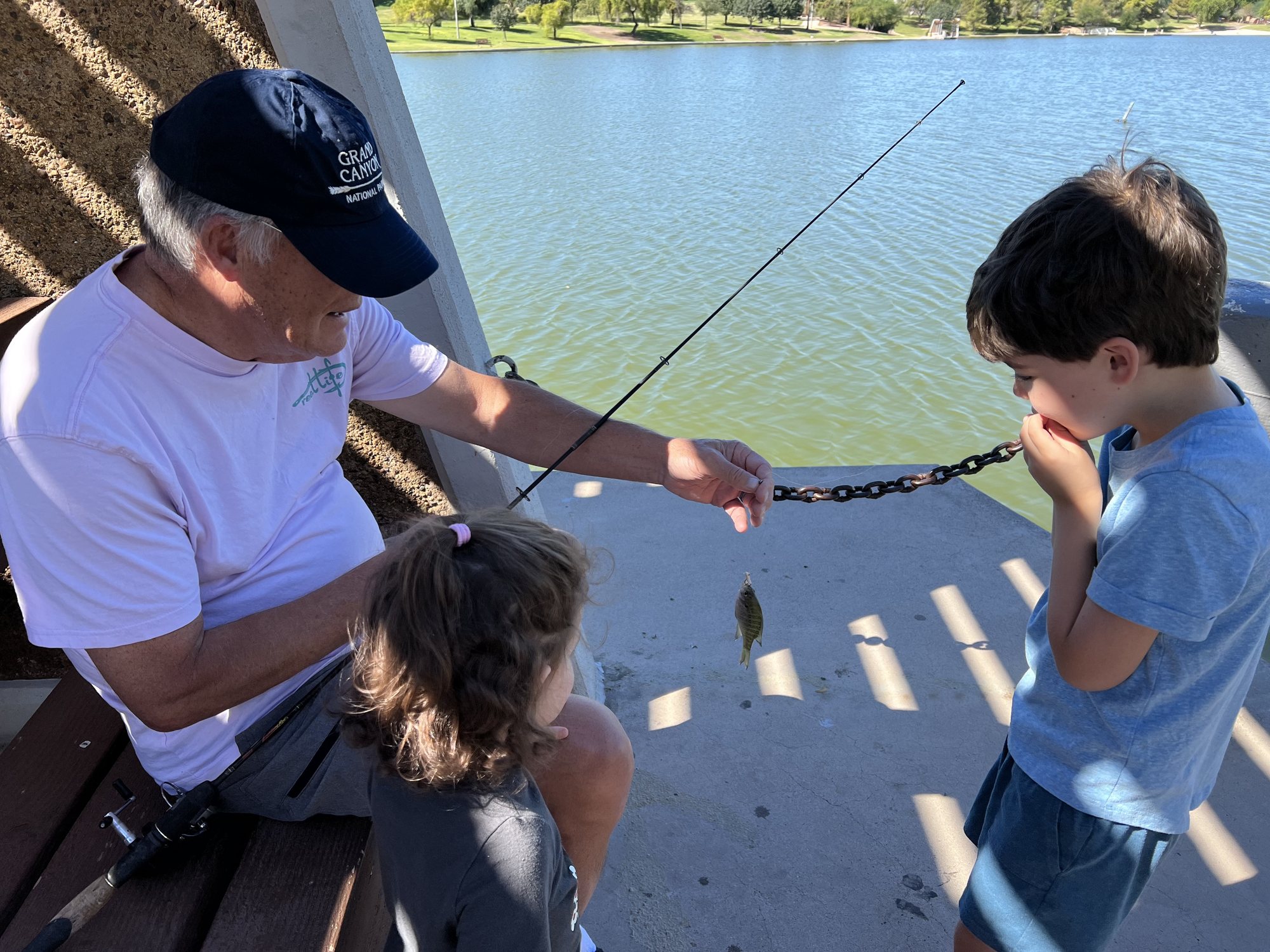 Here's our wee sunfish. Ben was thrilled!