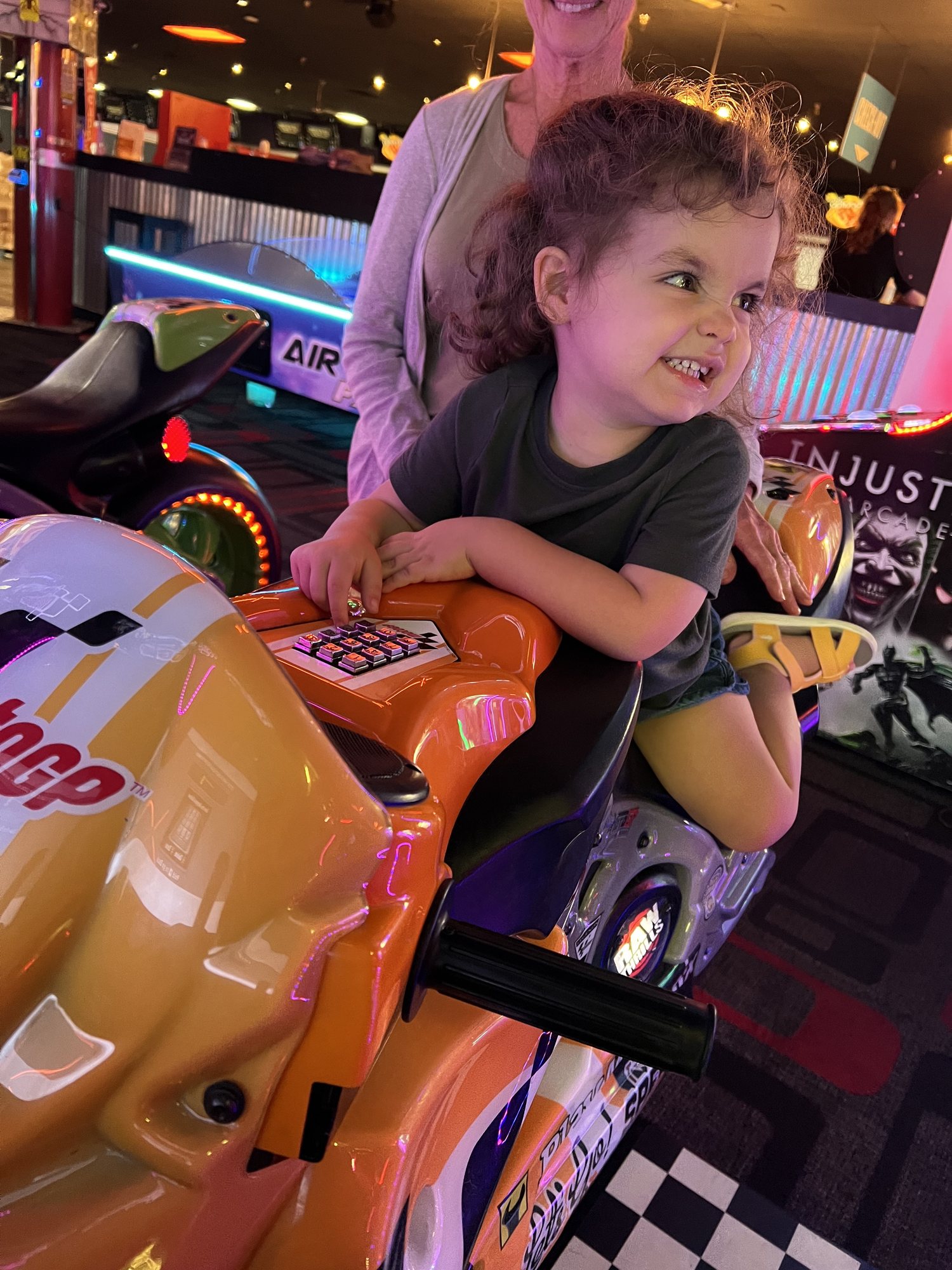 Post-bowling arcade time. Nora seems to be a thrill-seeker. Not sure where she got that from lol.
