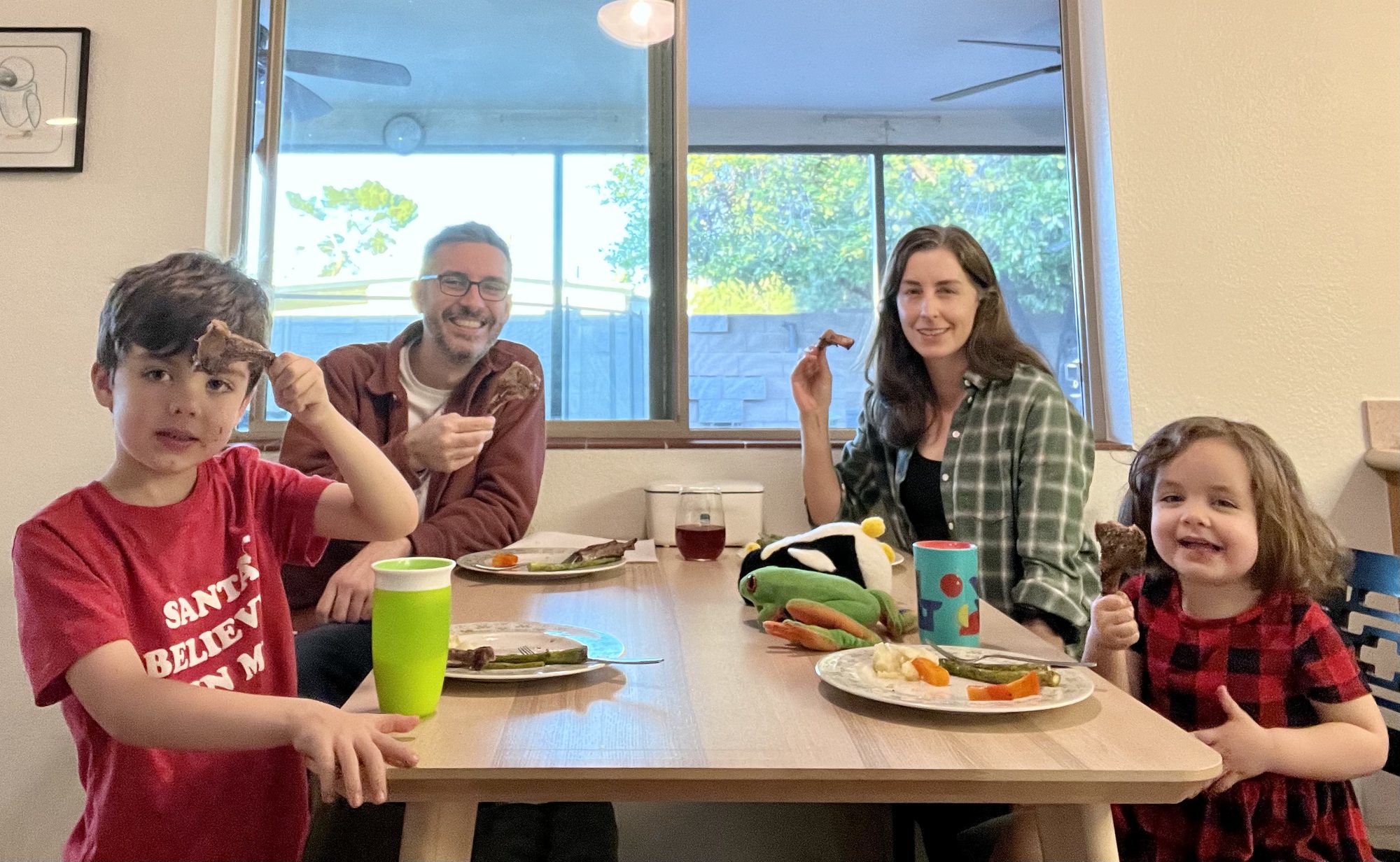 Our annual Christmas dinner - rosemary lamb chops! This time we had mashed potatoes, asparagus and persimmon with them. YUM.