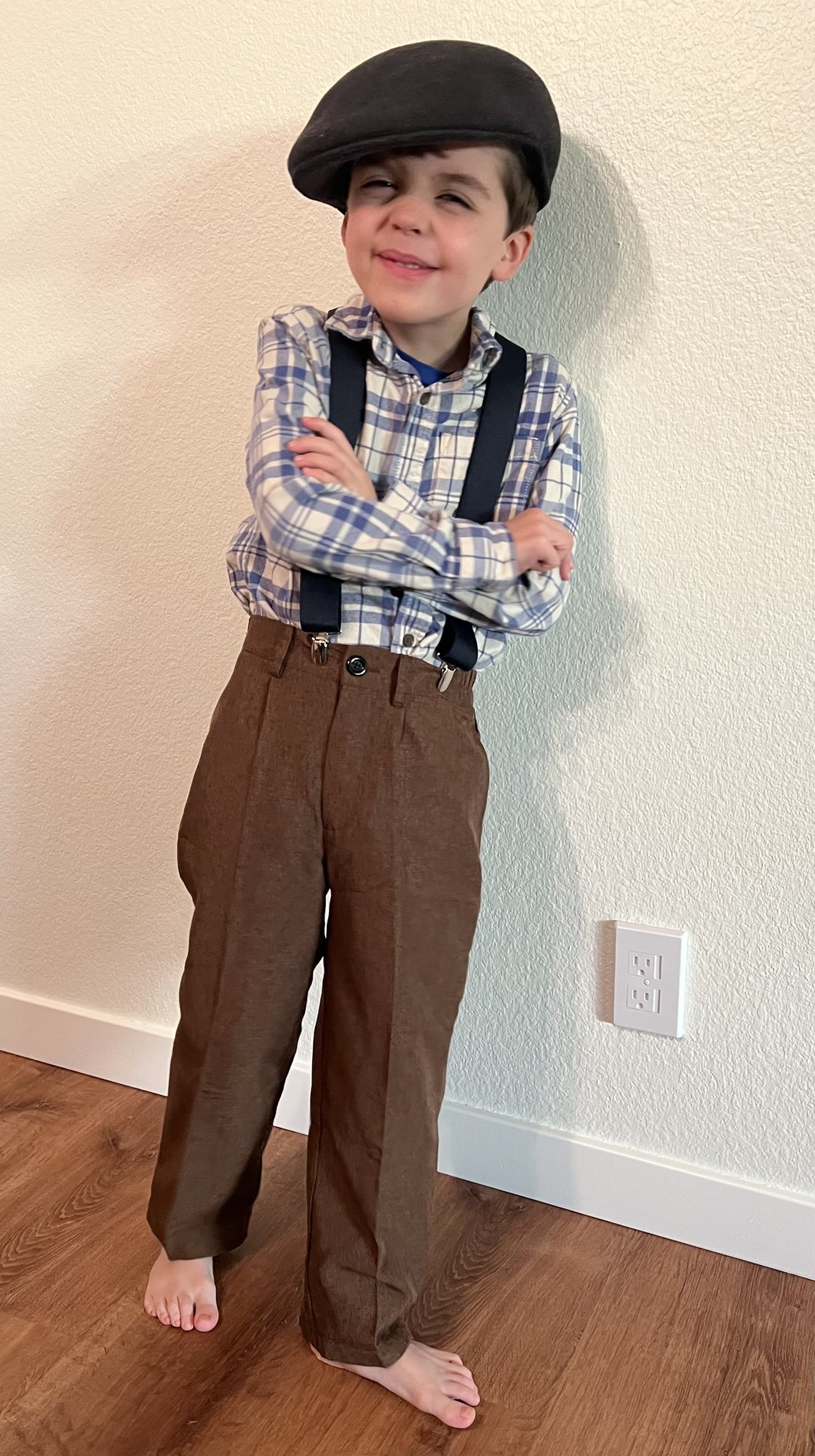 Ben dressed up for old person day at school.