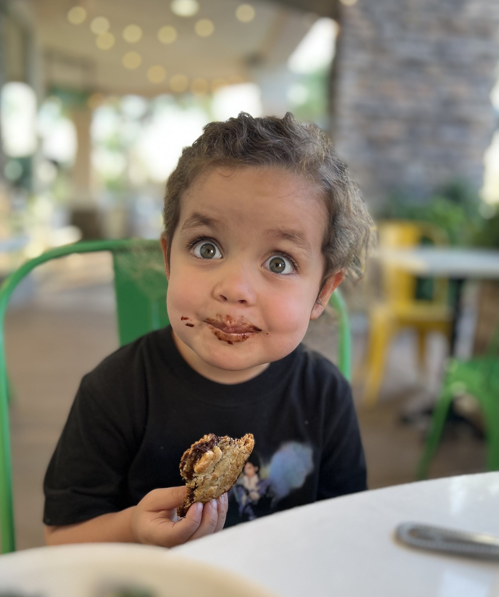 Back in Arizona. Lunch with our silly girl.