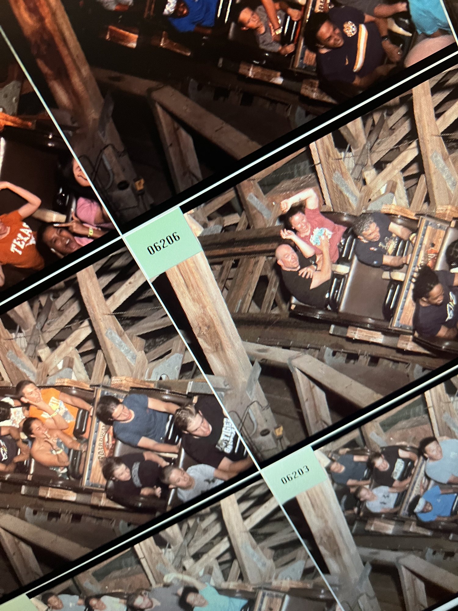 Craig (middle right) on the Boardwalk Bullet. The couple behind him LOL.