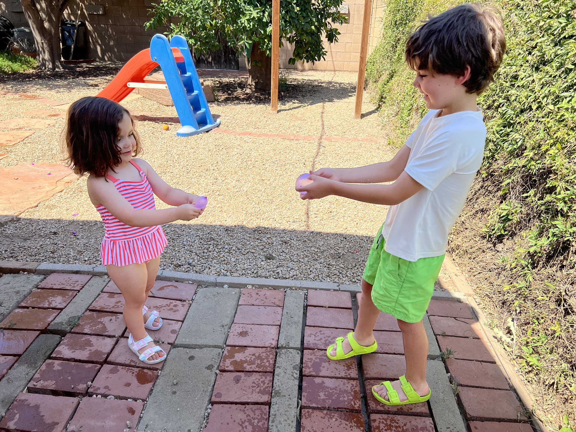 Trying out mom's birthday water balloons :)