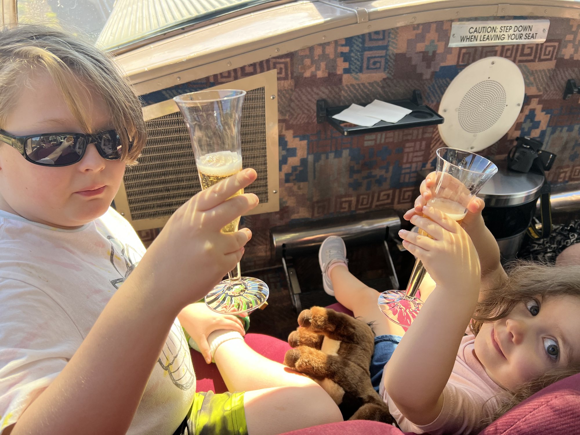 The kids were VERY excited to get their own "champagne" on the Grand Canyon Railroad. ;)