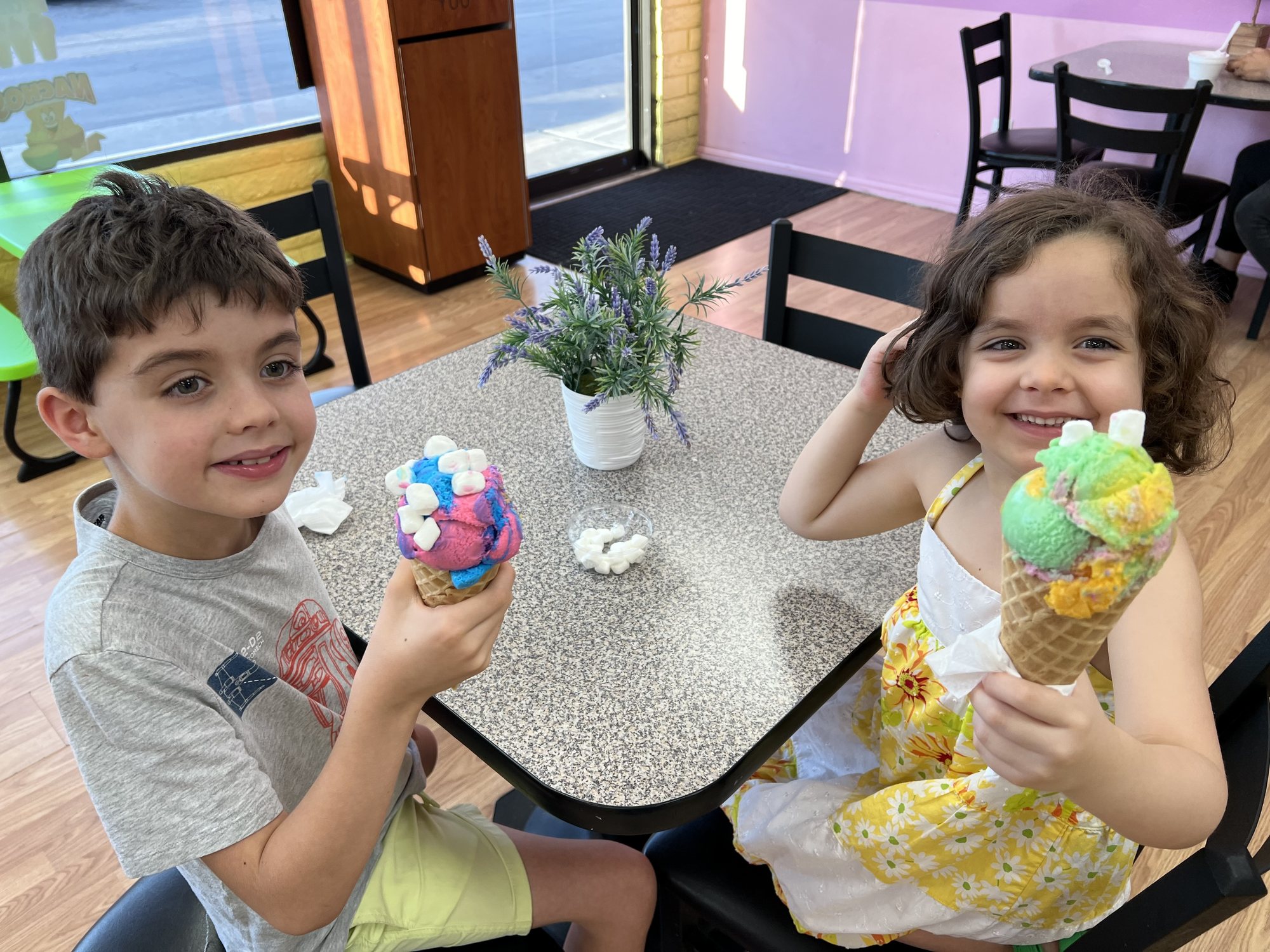 Time for some technicolor ice cream. With marshmallows!