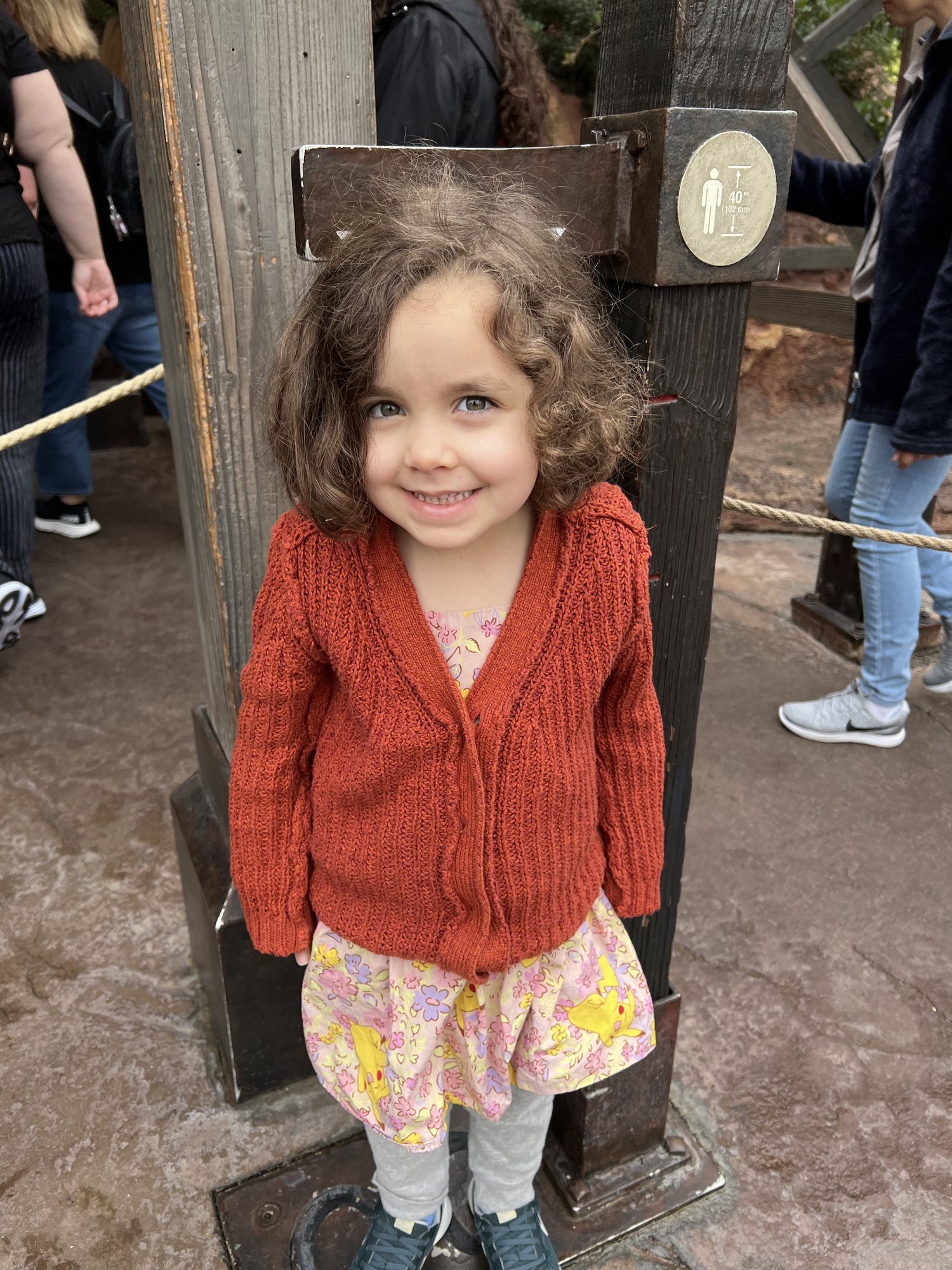 Finally tall enough for Thunder Mountain Railroad! She didn't ride it this trip, though :(