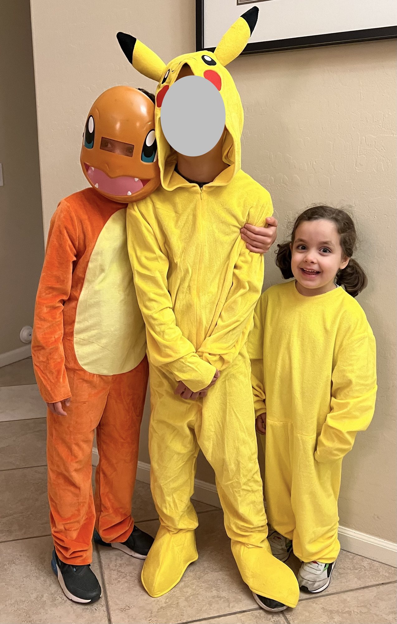 Two Picachus and a Charmander for Halloween!