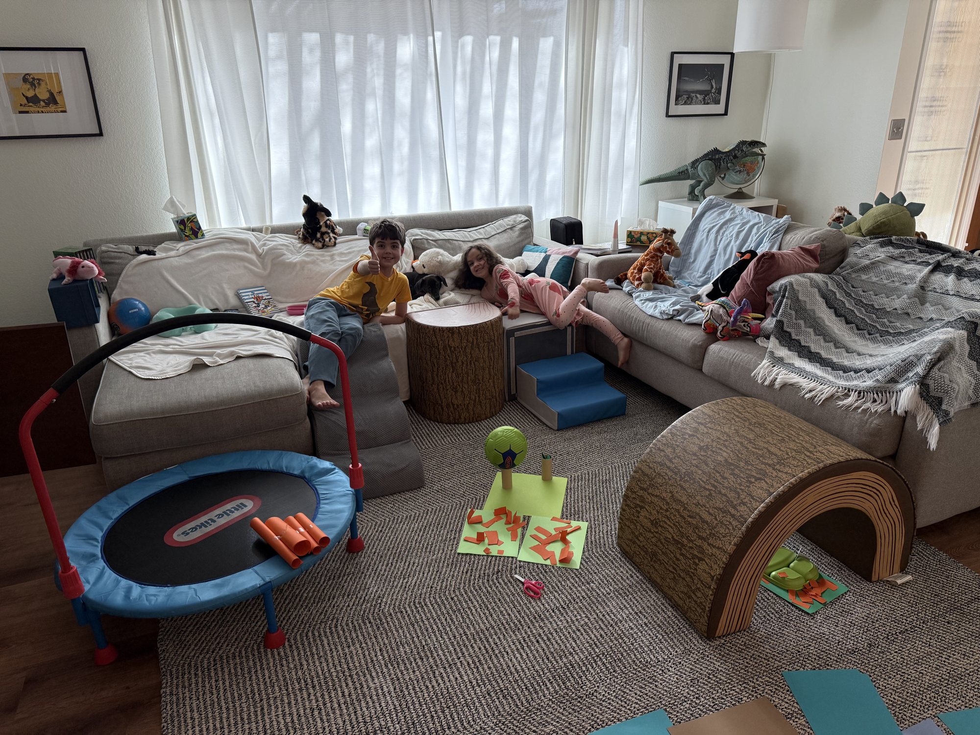 The kids made a house for Vincent (despite already having one lol)